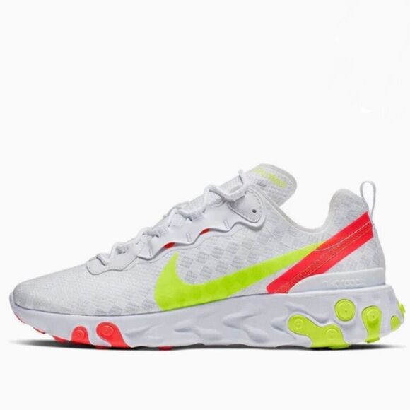 NIKE | Nike React Element 55 White Crimson Volt Neon Yellow Red/Orange | 10.5 - Picture 1 of 7